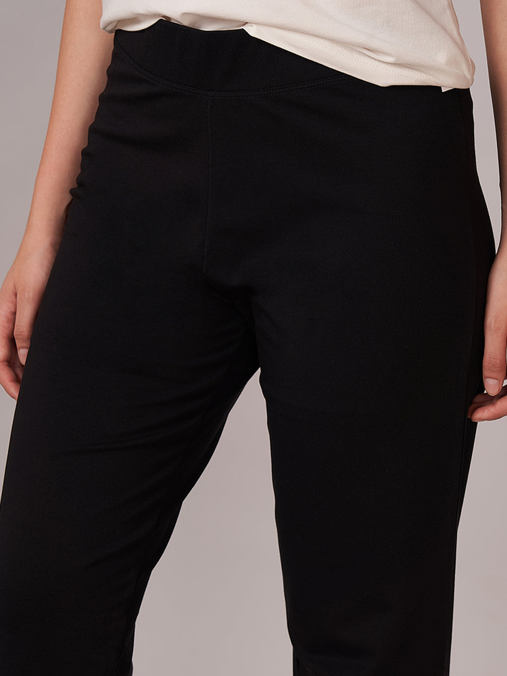 Women's Cotton Elastane Regular Fit KPant Black