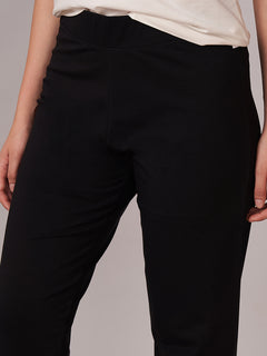 Women's Cotton Elastane Regular Fit KPant Black