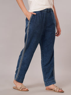 Women's 100% Cotton  Regular Fit Pant Denim