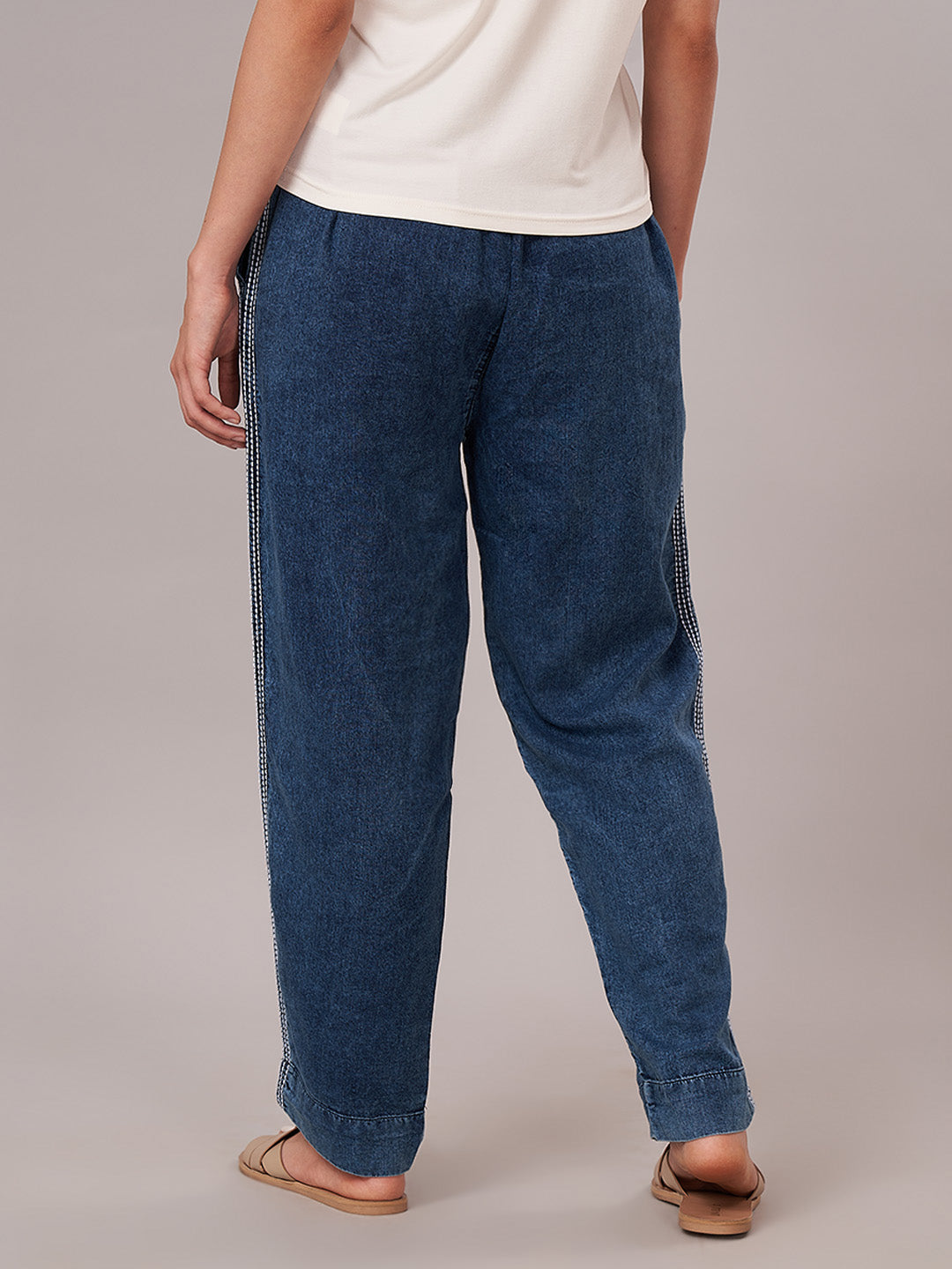 Women's 100% Cotton  Regular Fit Pant Denim