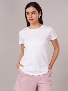 Women's 100% Cotton Regular Fit Tshirt White