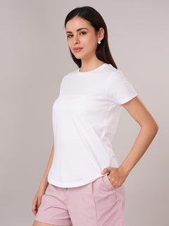 Women's 100% Cotton Regular Fit Tshirt White