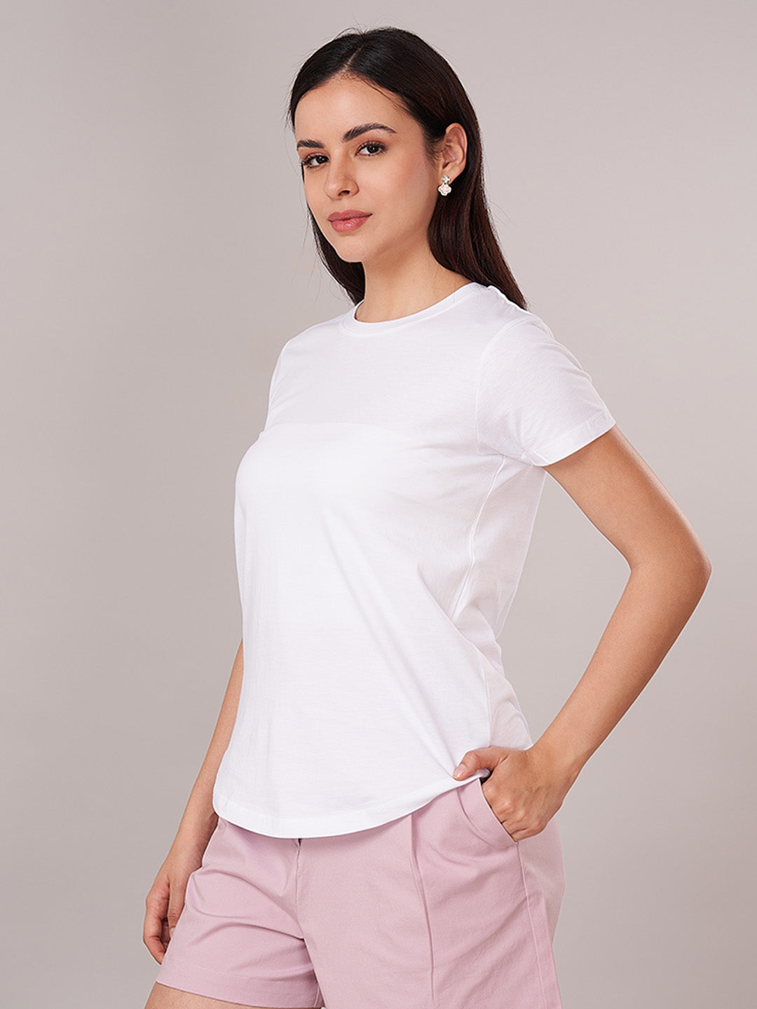 Women's 100% Cotton Regular Fit Tshirt White