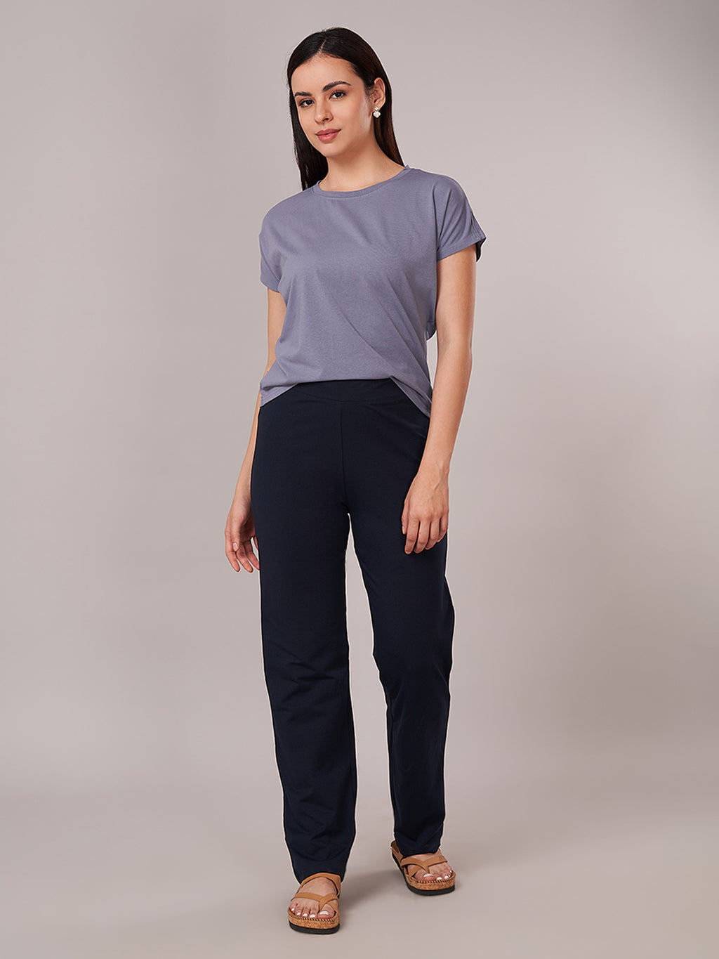 Women's Cotton Elastane Regular Fit KPant Navy
