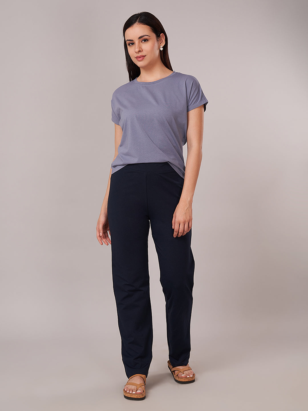 Women's Cotton Elastane Regular Fit KPant Navy