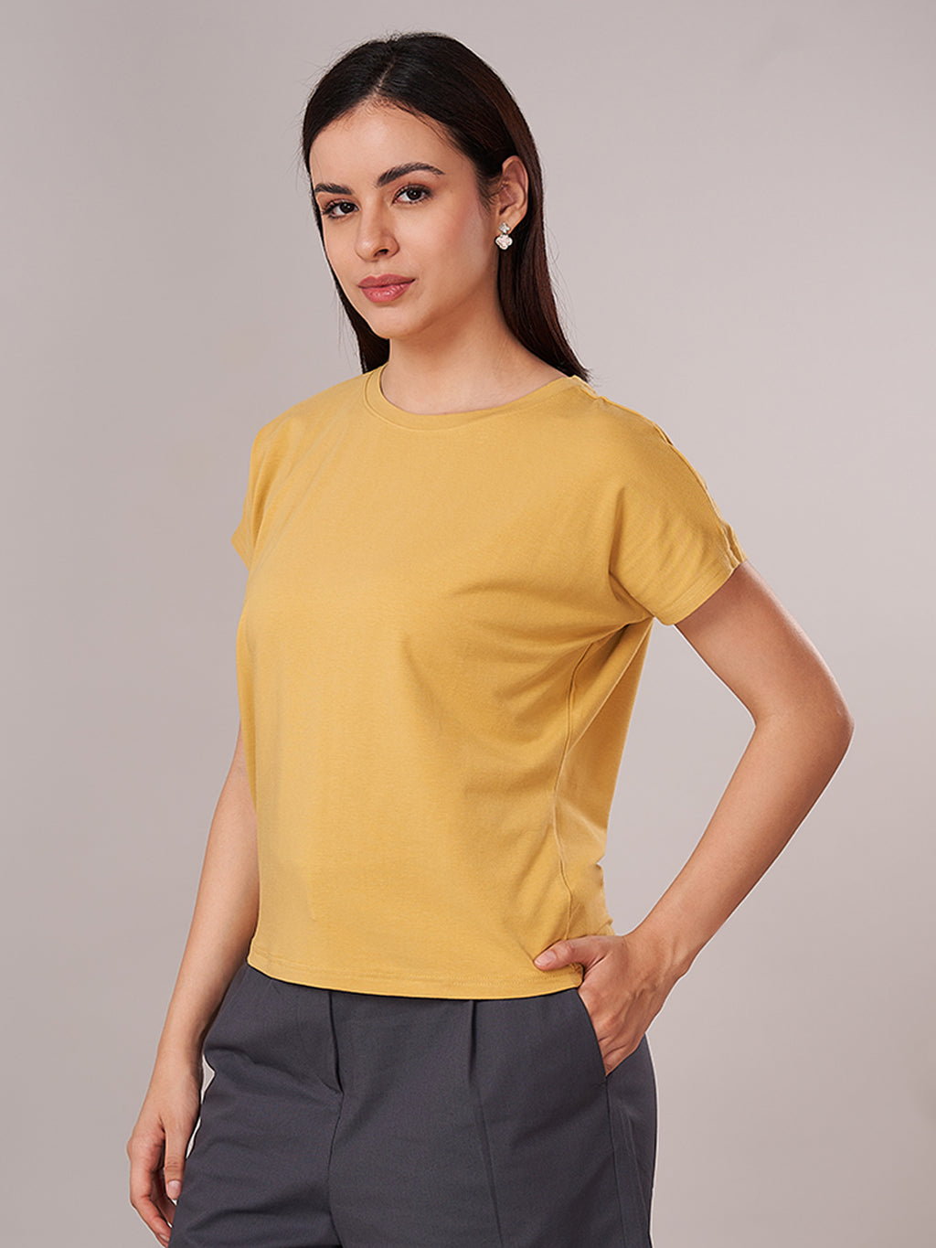 Women's Bamboo Regular Fit Tshirt Mustard