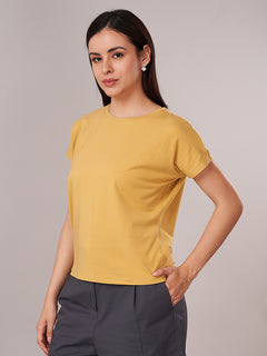 Women's Bamboo Regular Fit Tshirt Mustard