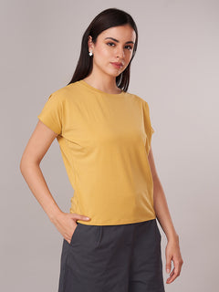 Women's Bamboo Regular Fit Tshirt Mustard