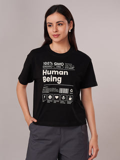 Women's 100% Organic Cotton Regular Fit Tshirt Black