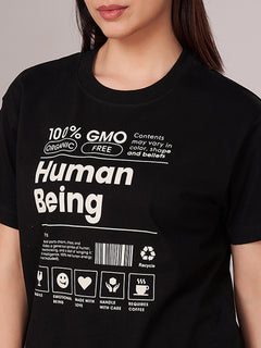 Women's 100% Organic Cotton Regular Fit Tshirt Black