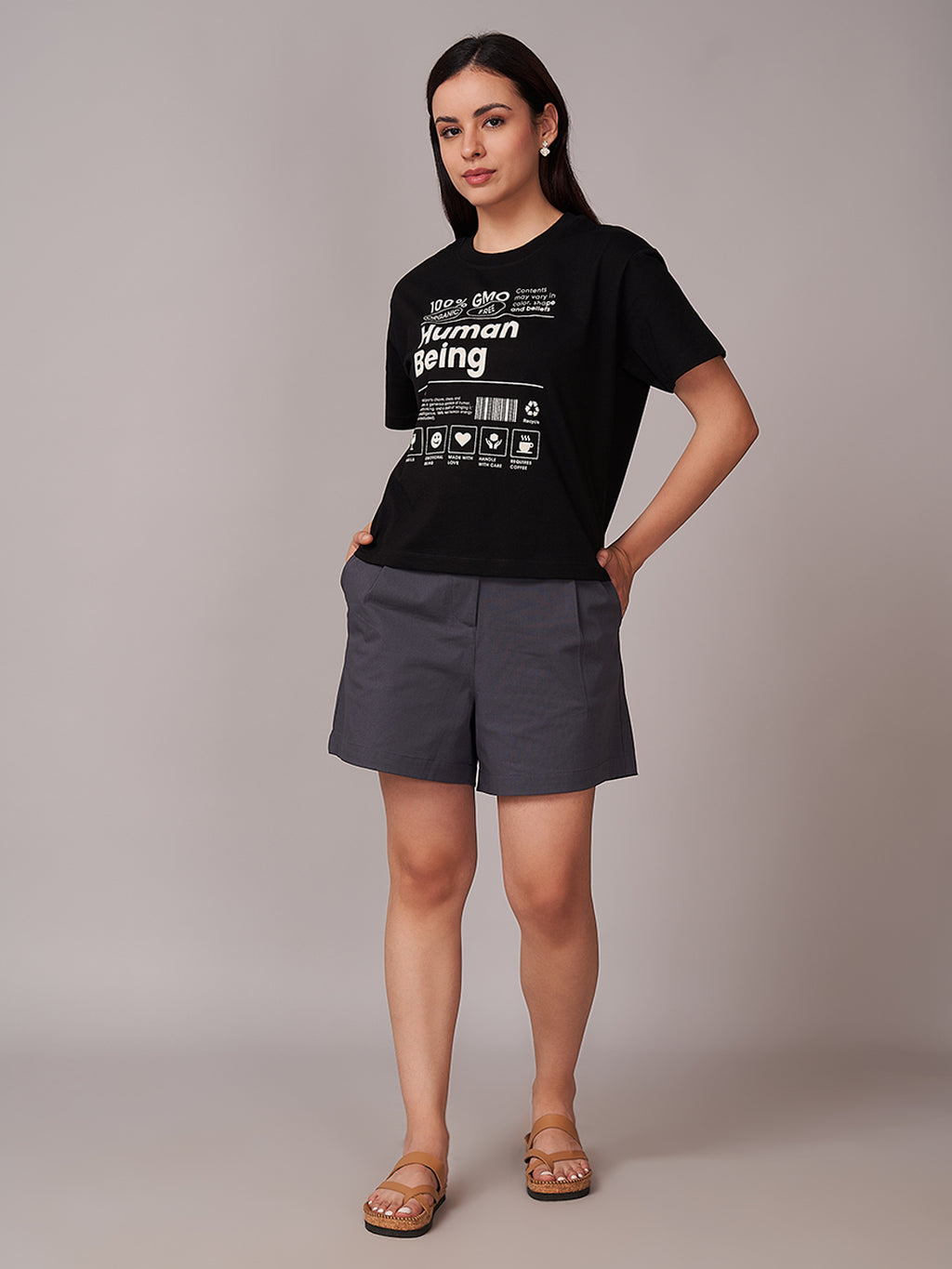 Women's 100% Organic Cotton Regular Fit Tshirt Black