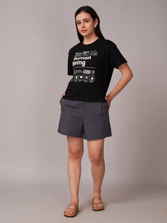 Women's 100% Organic Cotton Regular Fit Tshirt Black