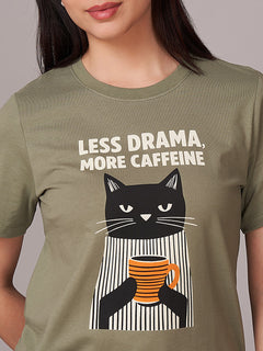 Women's 100% Organic Cotton Regular Fit Tshirt Olive