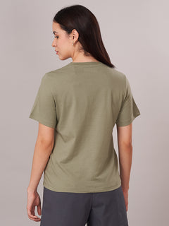 Women's 100% Organic Cotton Regular Fit Tshirt Olive