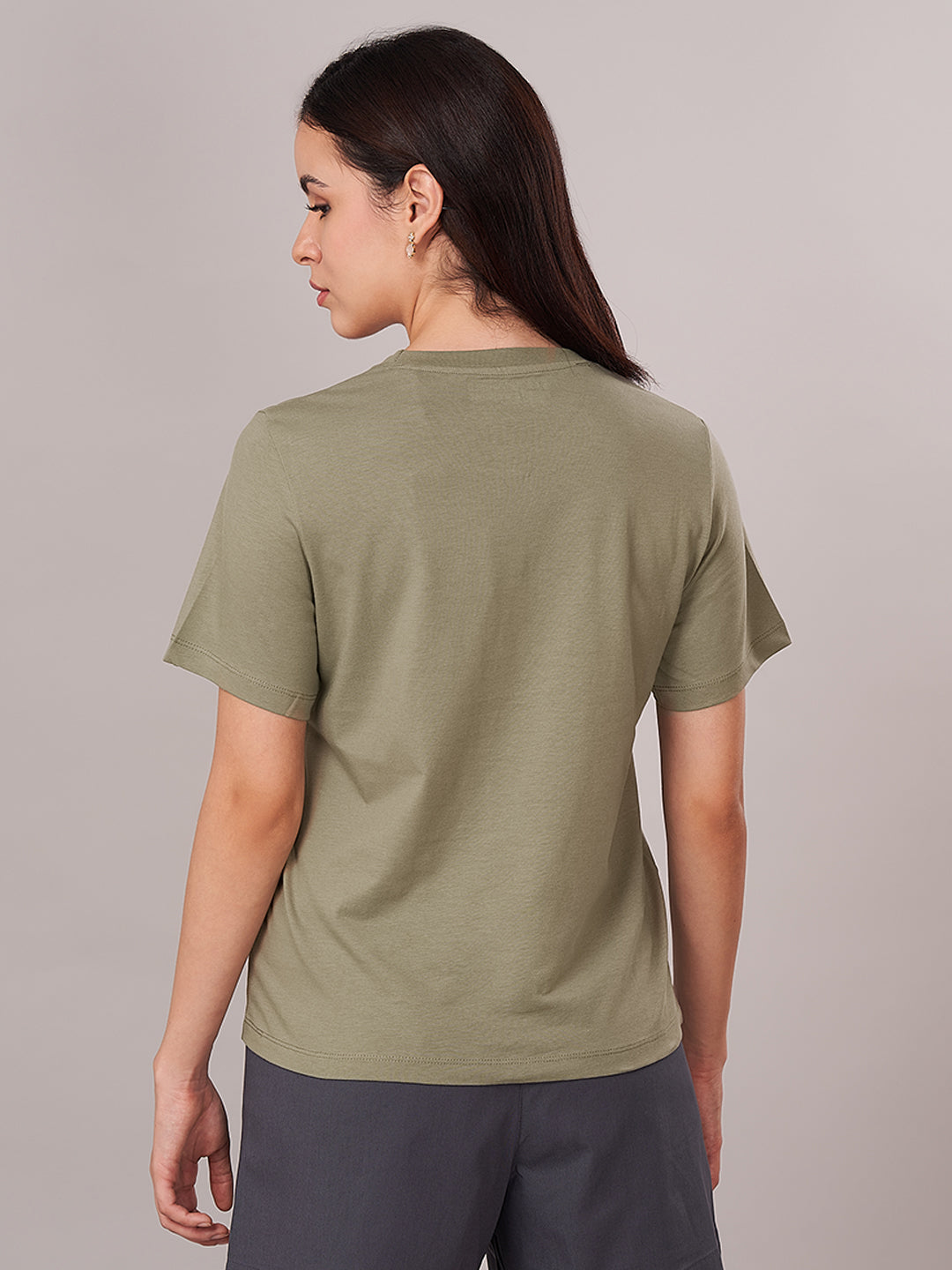 Women's 100% Organic Cotton Regular Fit Tshirt Olive