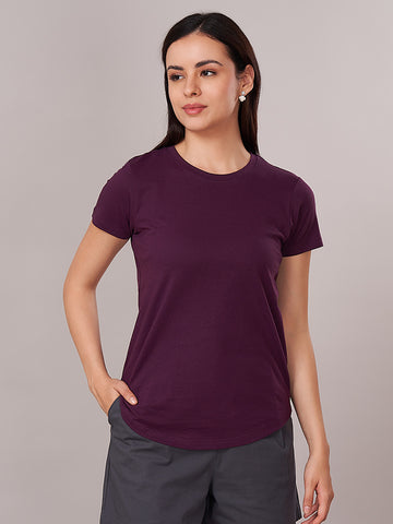 Women's 100% Cotton Regular Fit Tshirt Purple