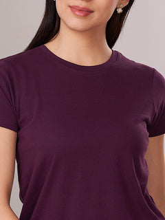 Women's 100% Cotton Regular Fit Tshirt Purple