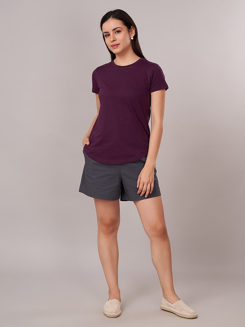 Women's 100% Cotton Regular Fit Tshirt Purple