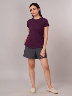 Women's 100% Cotton Regular Fit Tshirt Purple