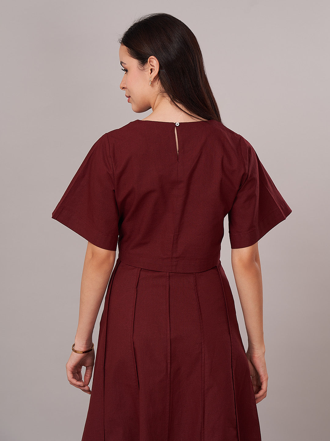 Women's Cotton Linen Regular Fit Blouse Maroon