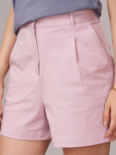 Women's Cotton Lycra Regular Fit Shorts Pink