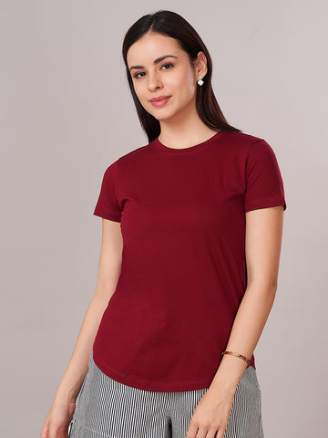 Women's 100% Cotton Regular Fit Tshirt Red