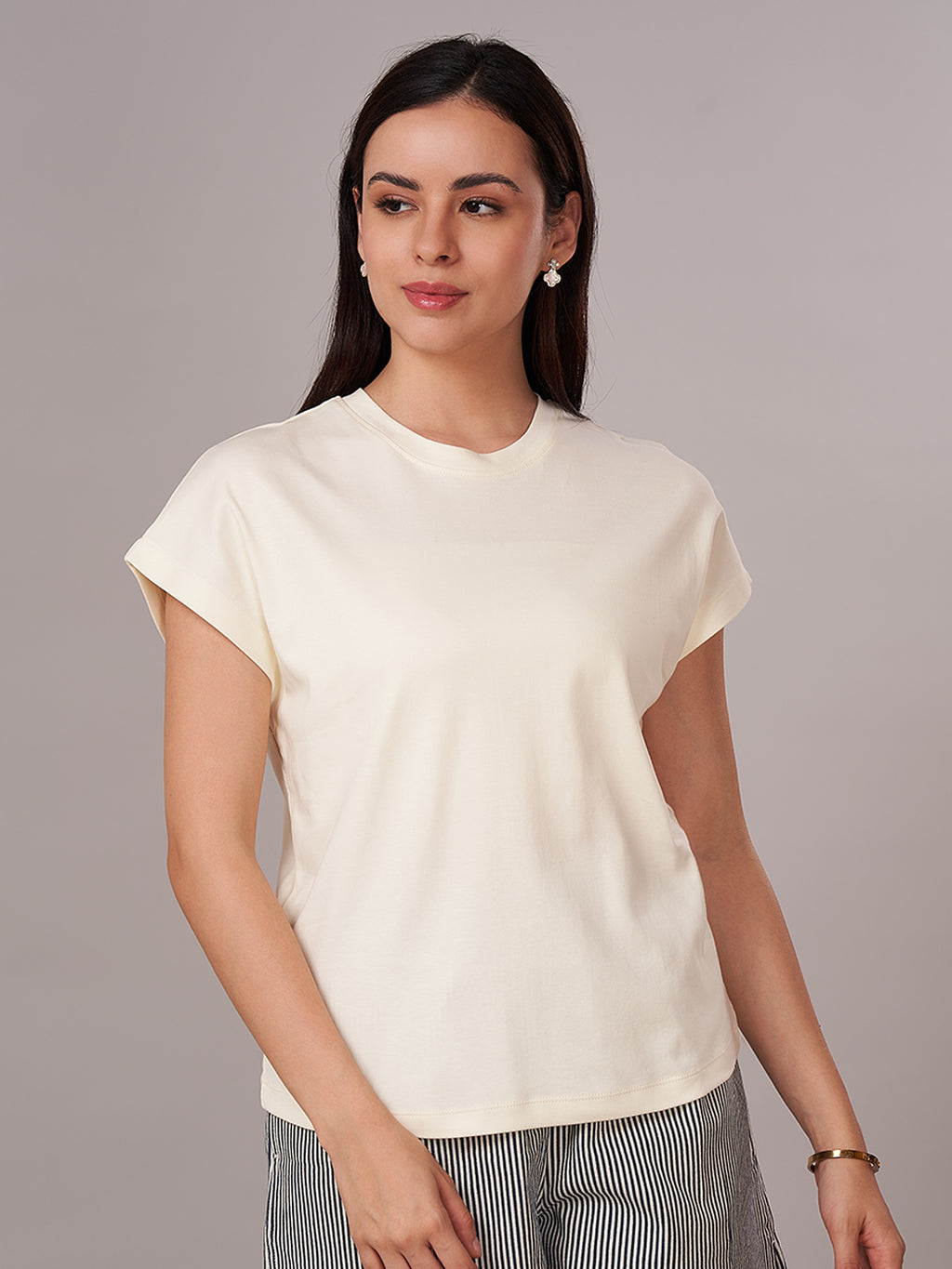 Women's 100% Cotton Regular Fit Tshirt Natural