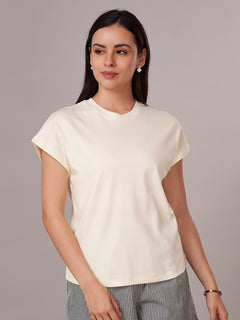 Women's 100% Cotton Regular Fit Tshirt Natural