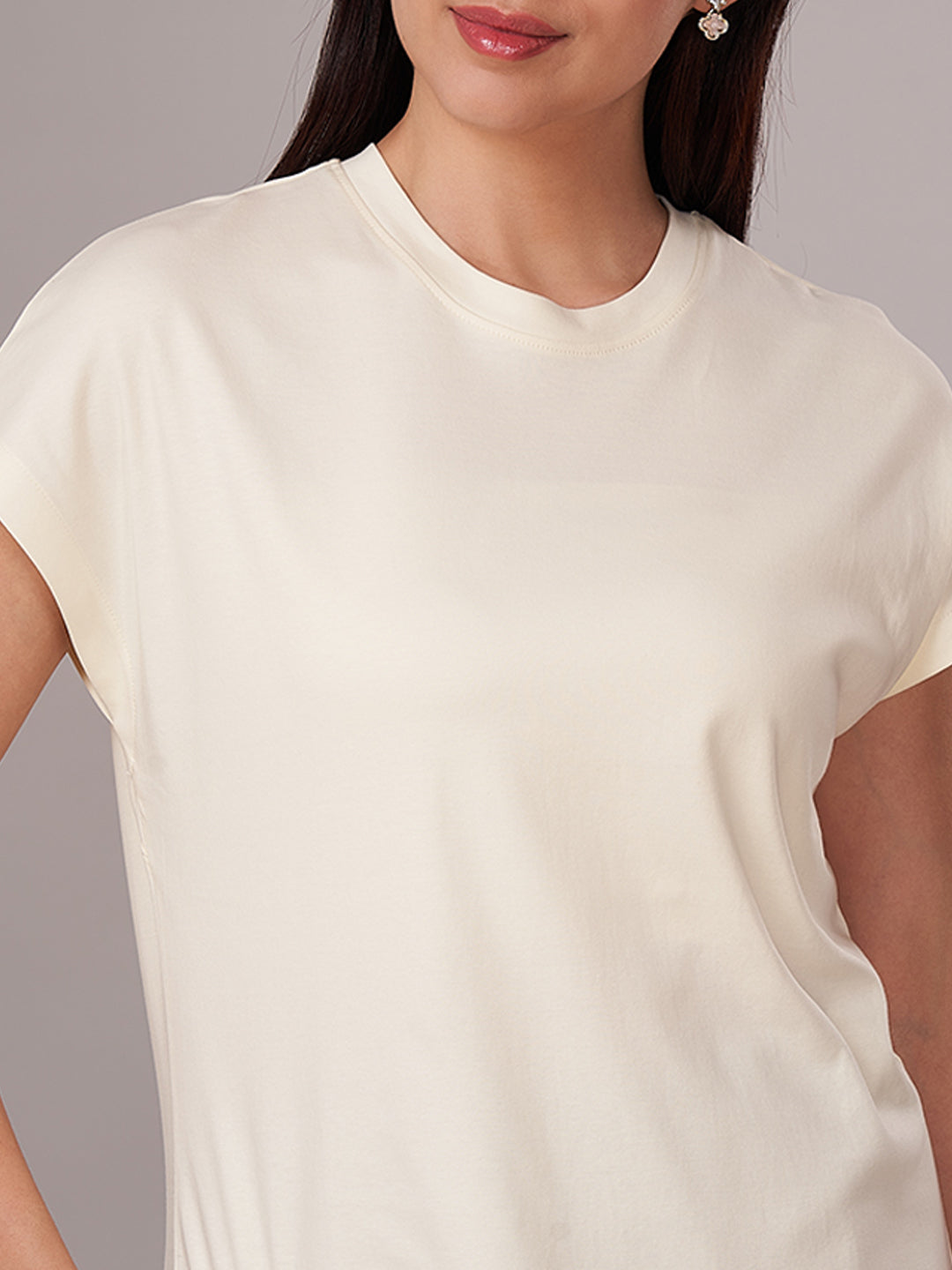 Women's 100% Cotton Regular Fit Tshirt Natural