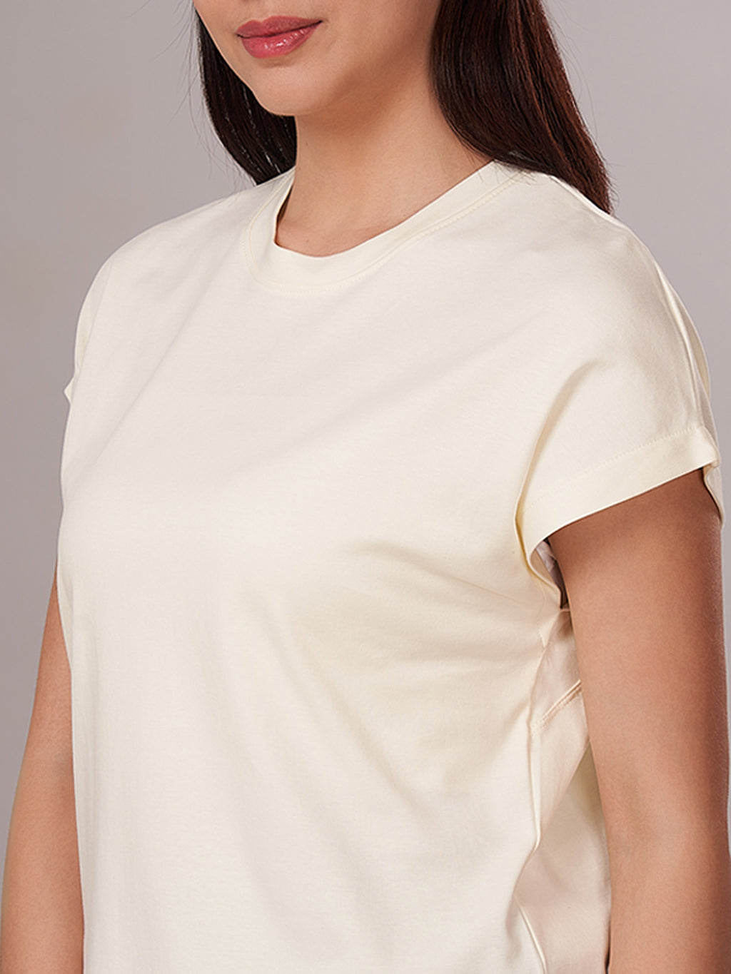 Women's 100% Cotton Regular Fit Tshirt Natural