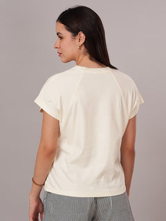Women's 100% Cotton Regular Fit Tshirt Natural