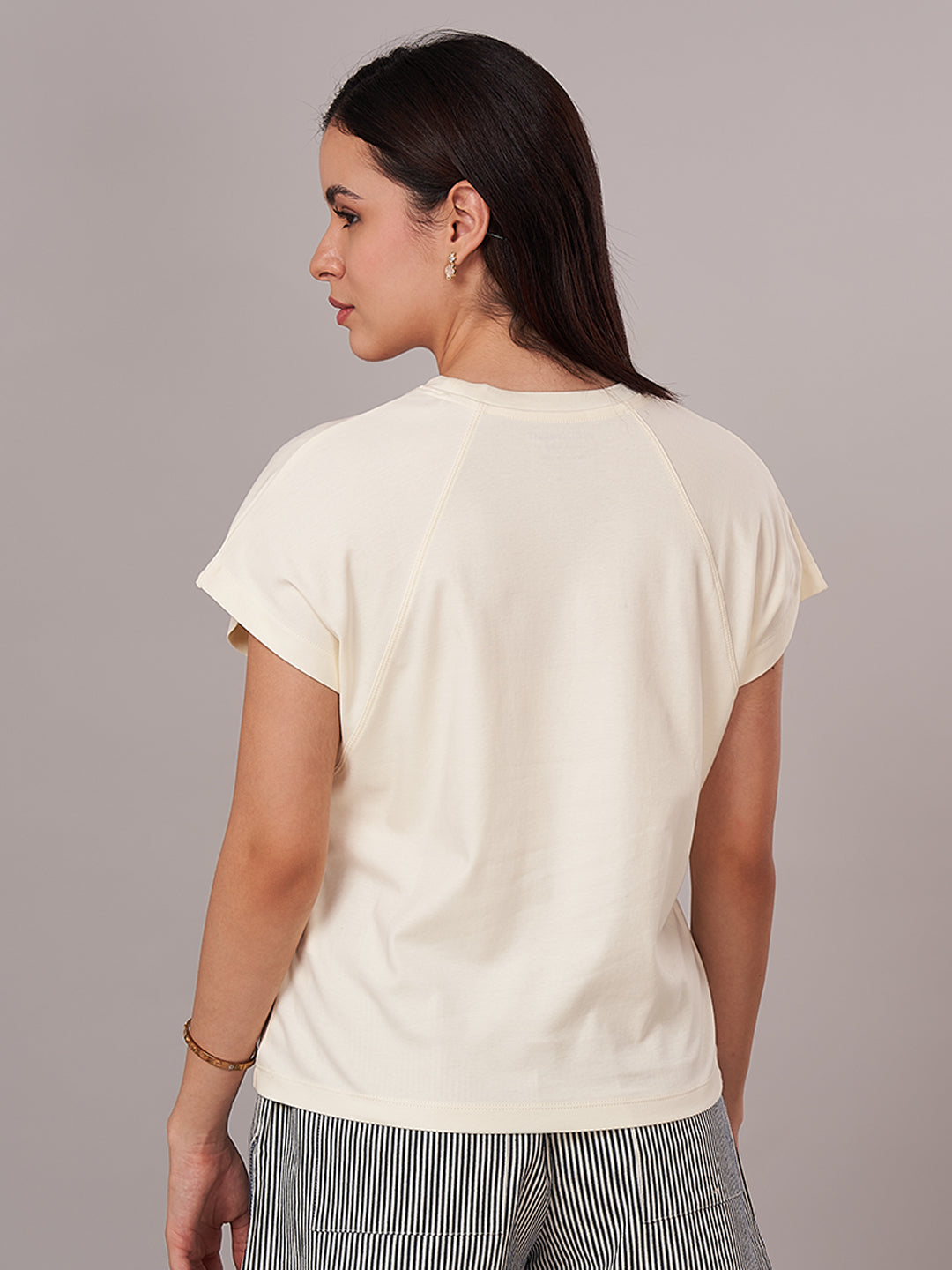 Women's 100% Cotton Regular Fit Tshirt Natural