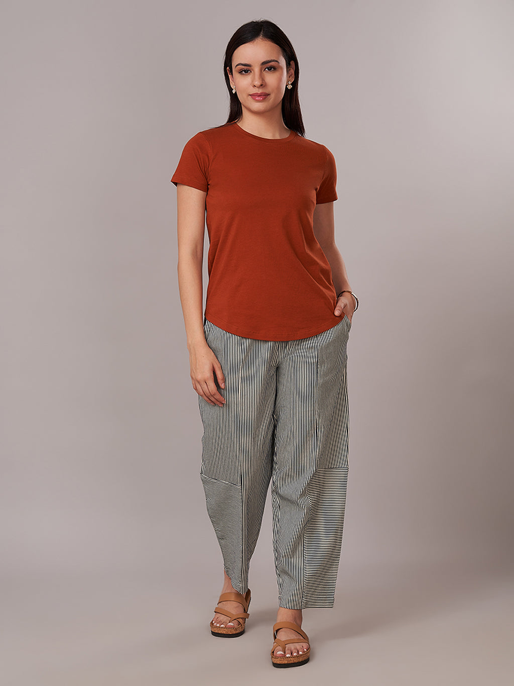 Women's 100% Cotton Regular Fit Tshirt Rust