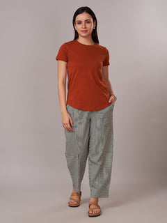 Women's 100% Cotton Regular Fit Tshirt Rust