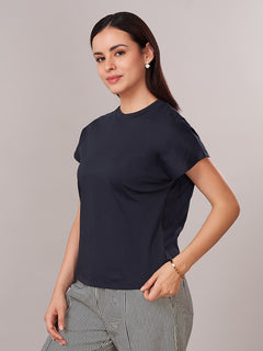 Women's 100% Cotton Regular Fit Tshirt Navy