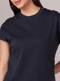 Women's 100% Cotton Regular Fit Tshirt Navy