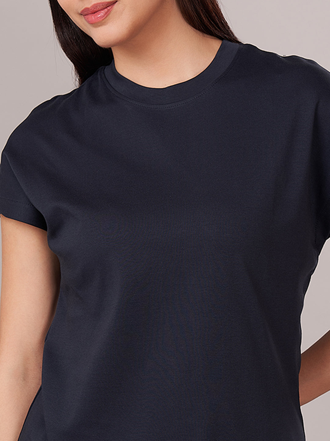 Women's 100% Cotton Regular Fit Tshirt Navy