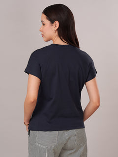 Women's 100% Cotton Regular Fit Tshirt Navy