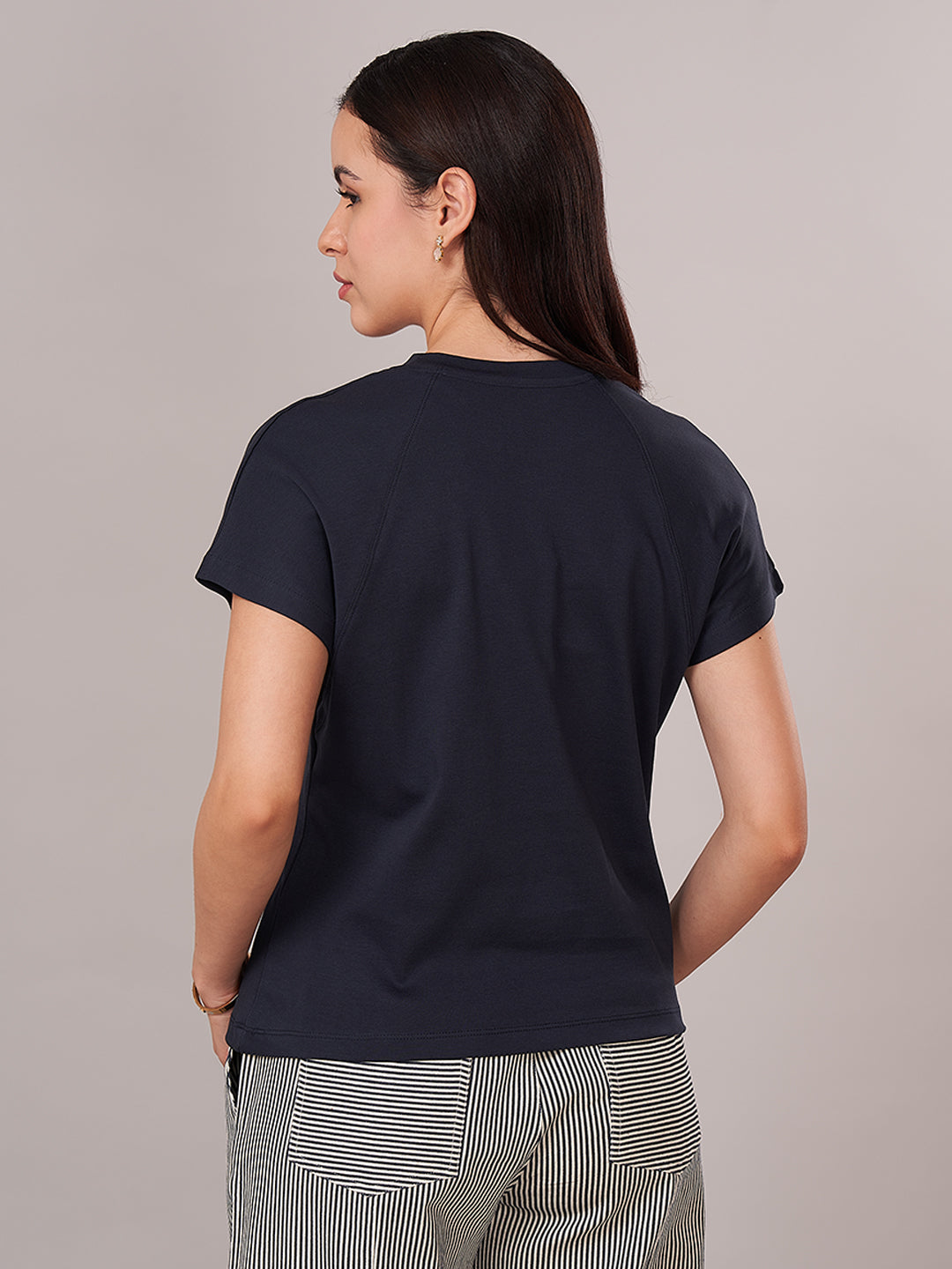 Women's 100% Cotton Regular Fit Tshirt Navy