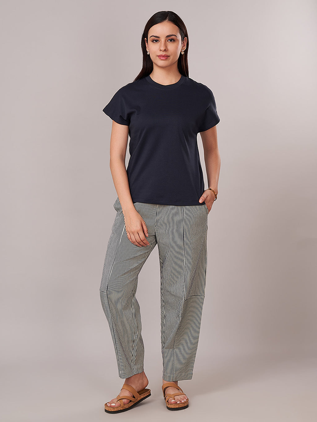 Women's 100% Cotton Regular Fit Tshirt Navy