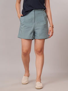 Women's Cotton Lycra Regular Fit Shorts Teal