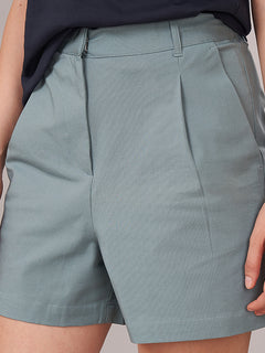 Women's Cotton Lycra Regular Fit Shorts Teal