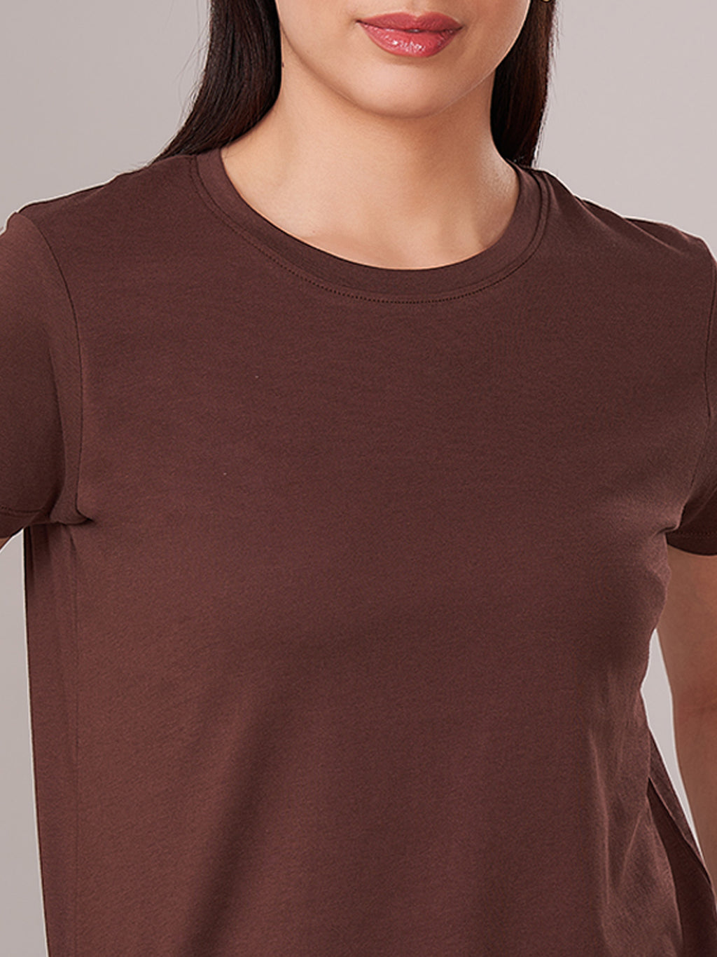 Women's 100% Cotton Regular Fit Tshirt Brown