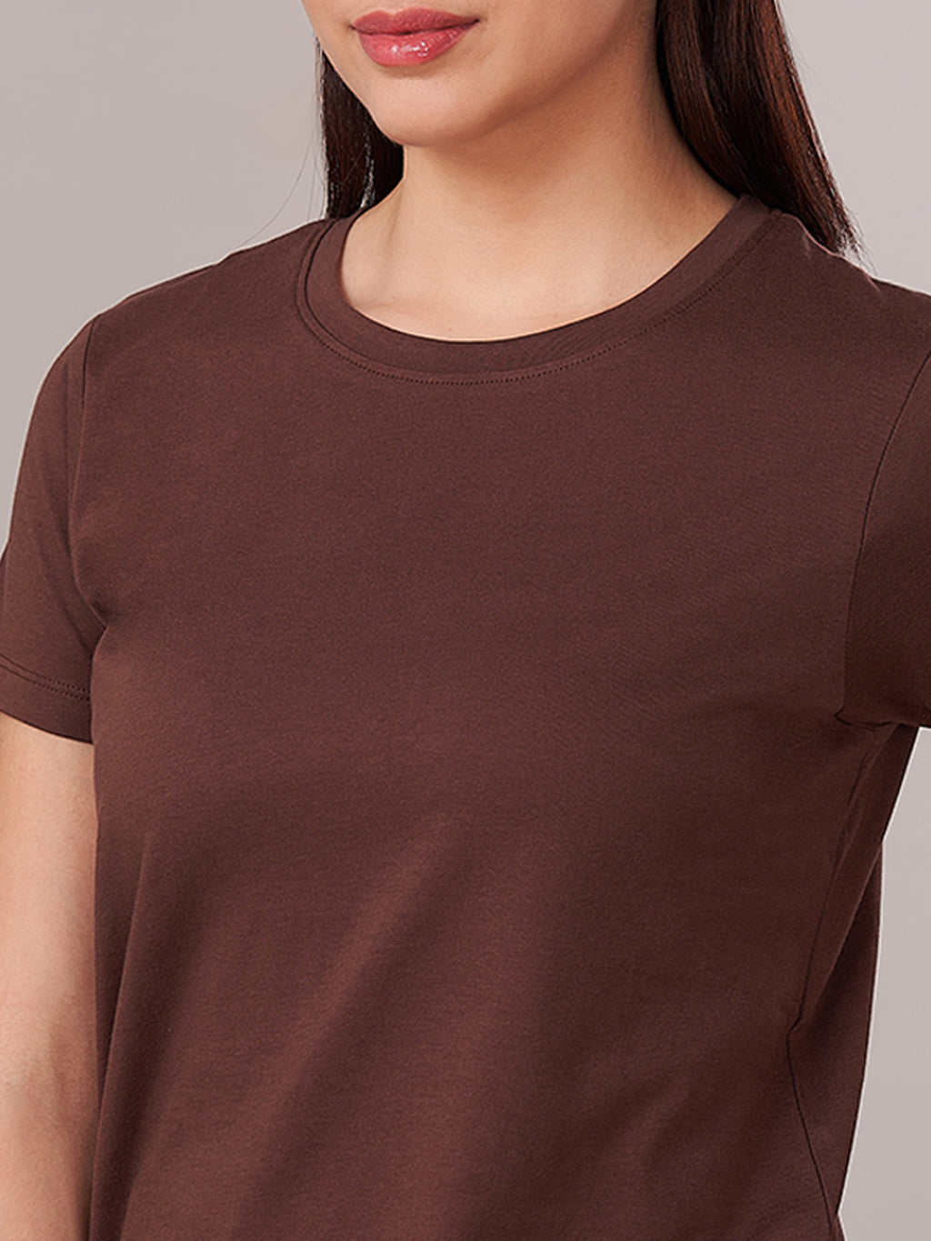 Women's 100% Cotton Regular Fit Tshirt Brown