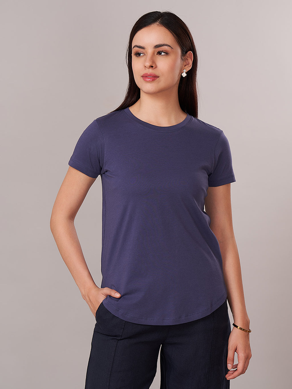 Women's 100% Cotton Regular Fit Tshirt Blue