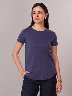 Women's 100% Cotton Regular Fit Tshirt Blue