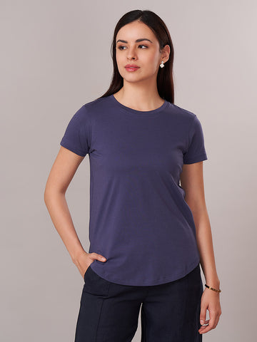 Women's 100% Cotton Regular Fit Tshirt Blue