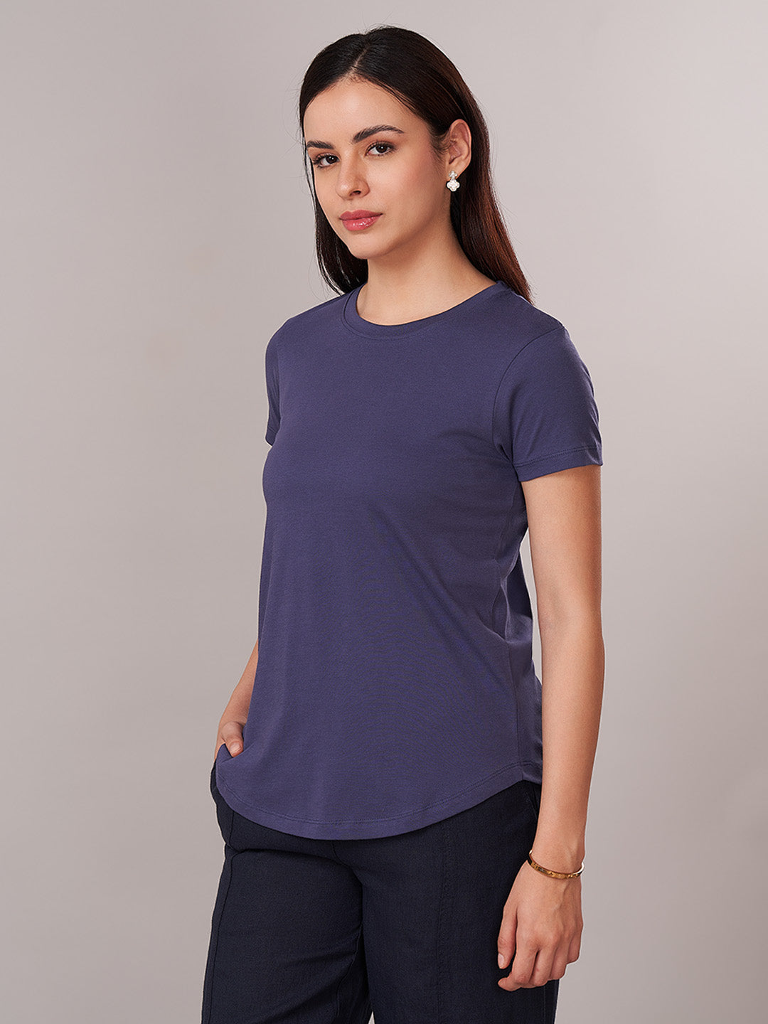 Women's 100% Cotton Regular Fit Tshirt Blue