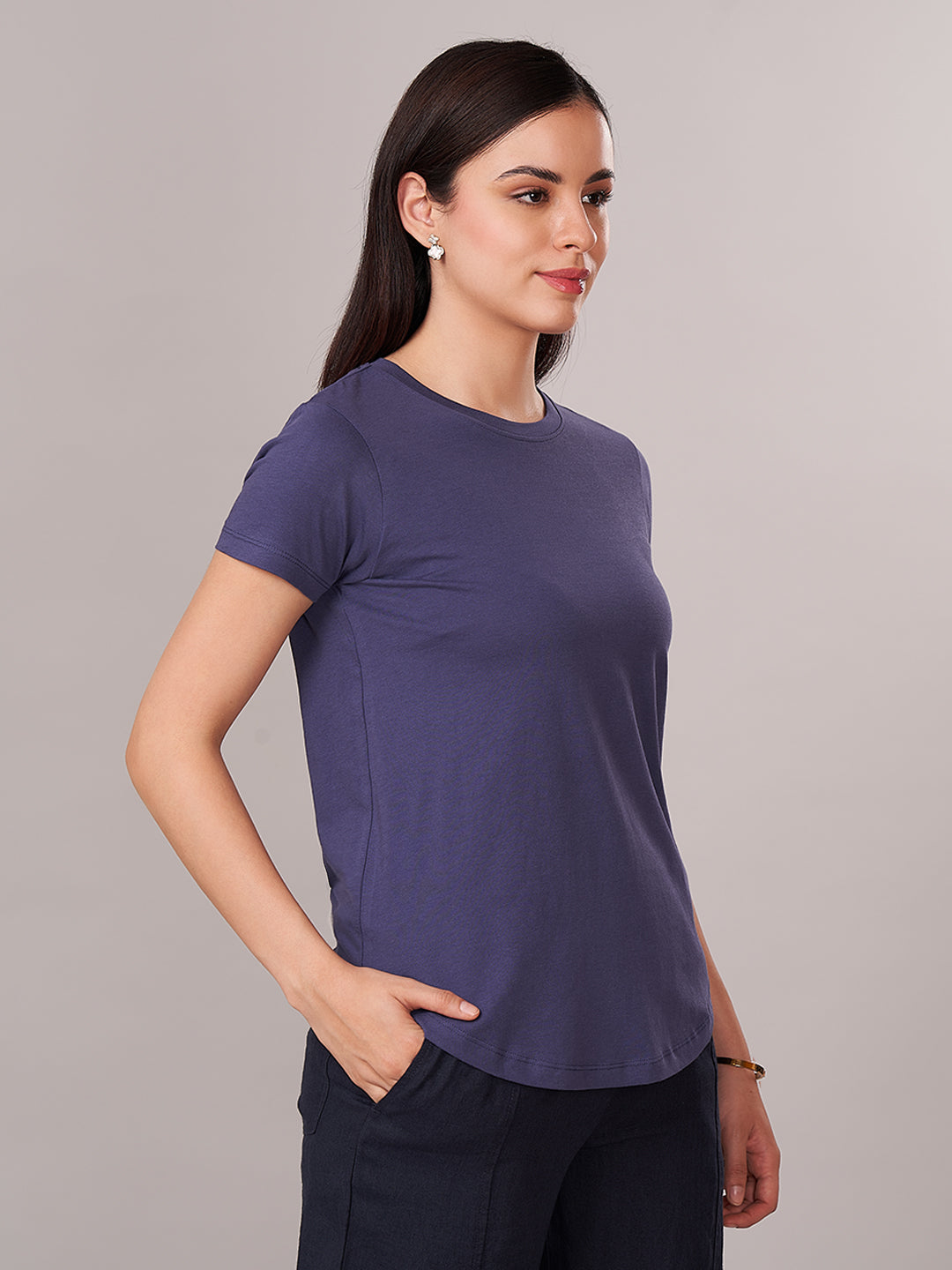 Women's 100% Cotton Regular Fit Tshirt Blue