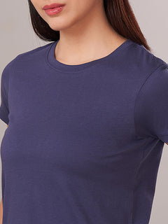 Women's 100% Cotton Regular Fit Tshirt Blue